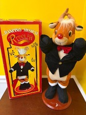 Vintage JCPenney Dancing Musical Rudolph The Red-Nosed Reindeer Figure Tested