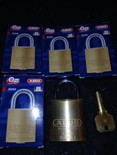 NEW 5 ABUS 83/45 BRASS PADLOCKS WITH 1 KEY !!