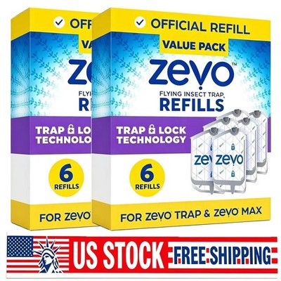 (12 Refill Cartridges) Zevo Flying Insect Trap Refill Cartridges -Easy to Use
