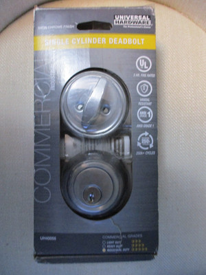Universal Hardware Single Cylinder Deadbolt Satin Chrome Finish UH40055 ANSI 1