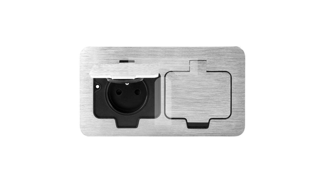 Hermetic Socket Double Rectangular IP55 Silver OR-GM-9047/G /T2UK