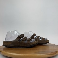 Womens Birkenstock Florida Brown Leather Slip On Comfort Sandals Slides Size 6 N