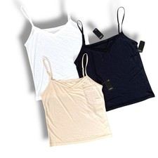 Modern Movement 3Pc Cool Touch V Neck Cami Tops Sz M Black Nude White Adj Straps