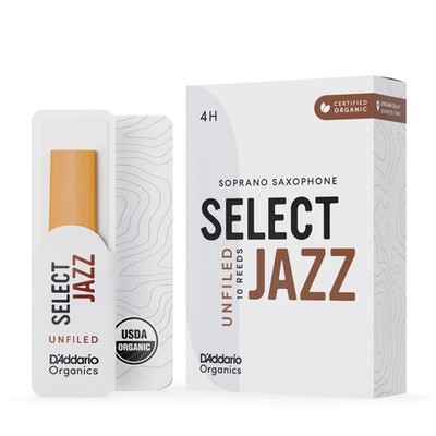 D'Addario Organic Select Jazz ungefüllte Sopransaxophonblätter, Stärke 4 hart, 