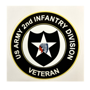 US Army 2nd Infantry Division Veteran Black White Collectible 3 x 3 decal