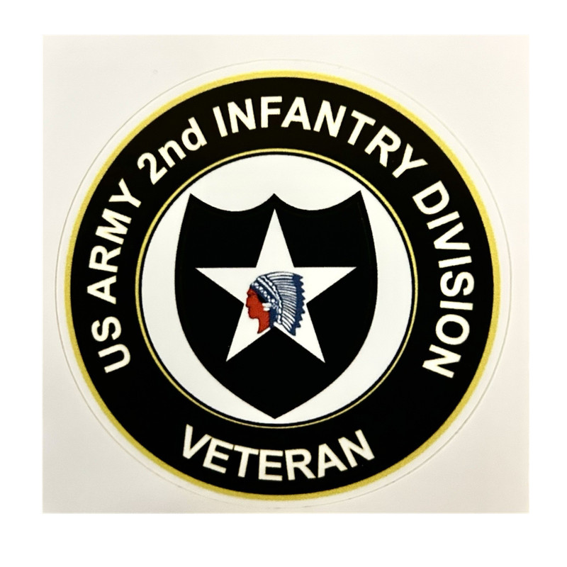 US Army 2nd Infantry Division Veteran Black White Collectible 3 x 3 decal