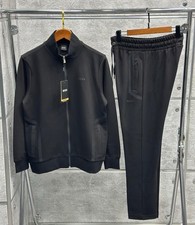 Men s Black Tracksuit Set Jacket Pants Sport Casual Deep Pockets Stylish