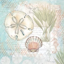 IHR 3-Ply Paper Napkins Coastal Beach Design Sand Dollar 20-Count Cocktail 