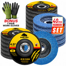 40Pcs 4.5" Flap Discs 40 Grit Zirconia Sanding Grinding Wheels for Angle Grinder
