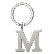Initial Letter Keychain, Men Women A-Z Key Ring, Silver (Letter M)