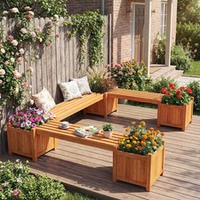 Massivholz Holzbank mit 2