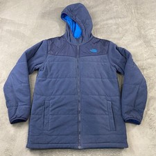 The North Face Boy's XL 18/20 Reversible Blue Fleece Hooded Jacket