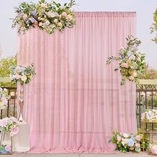 Chiffon Backdrop Curtain for 10ft x 8ft - 2 Pieces 5ft x 8ft Dusty Rose