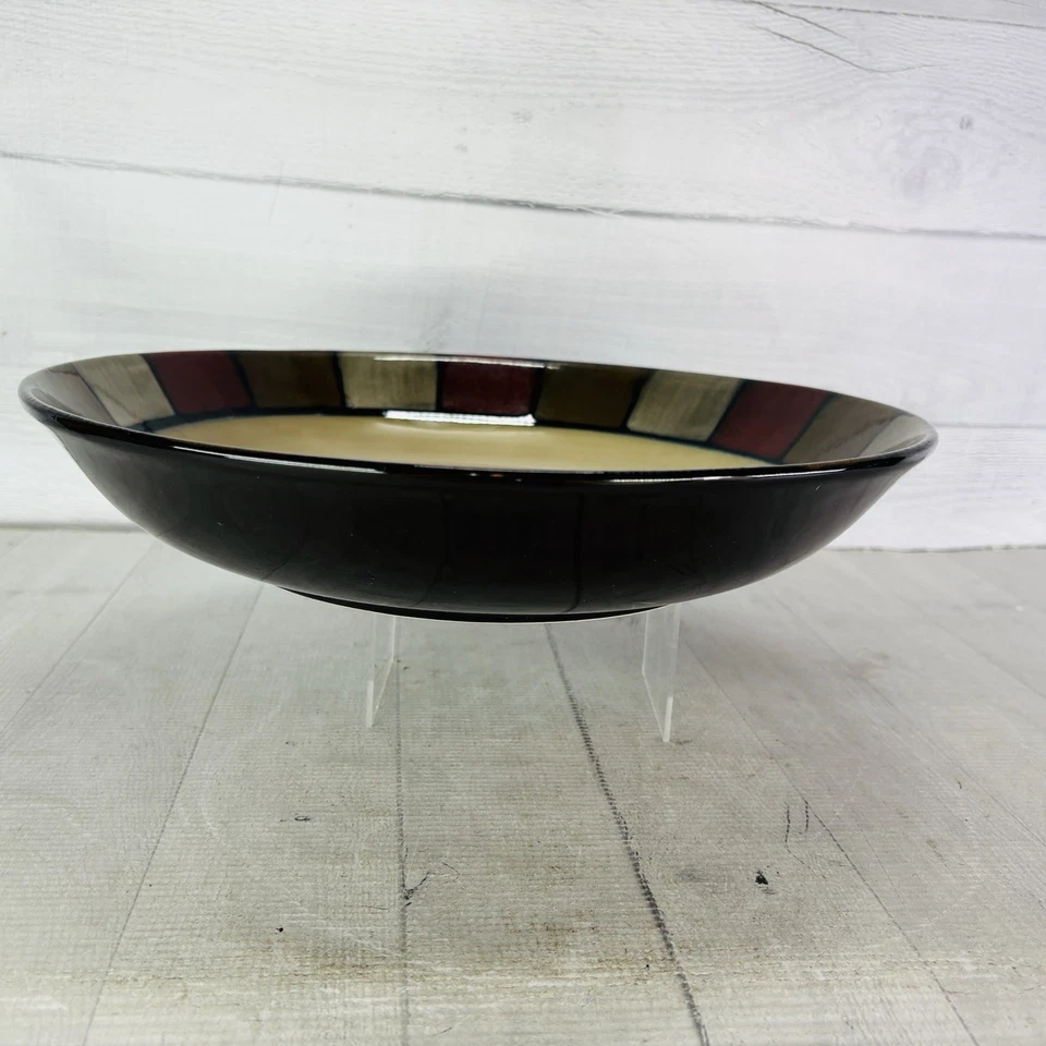 Pfaltzgraff TAOS Tono Tierra Marrón Bloque Loza 14" Redondo Pasta Servir Cuenco Foto 4 de 4