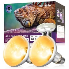 Heat Lamp Bulb 100W 2-Pack Full Spectrum UVA UVB for Reptile  Amphibian Baski