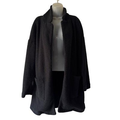 Marine Layer Lila Coatigan Women Large Charcoal Boucle Cardigan Jacket Lagenlook