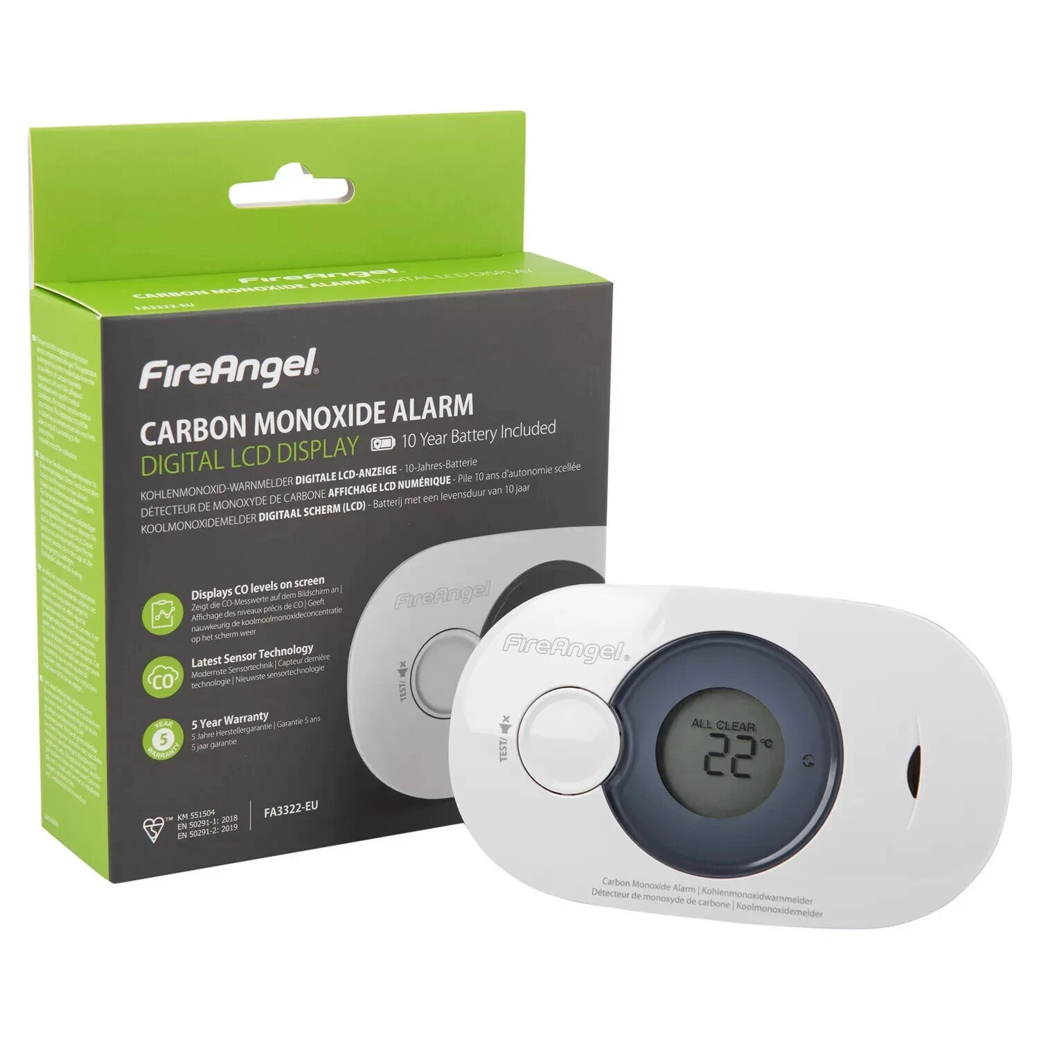 FireAngel FA3322 Digital Carbon Monoxide Detector with LCD Display - Image 7