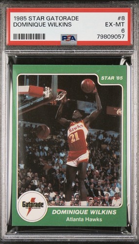 Dominique Wilkins #8 — 1985 Star Gatorade Slam Dunk basketball card