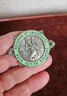 ENAMEL AUTOMOBILE CAR RADIATOR BADGE # ST. CHRISTOPHER TRAVELERS PROTECTION