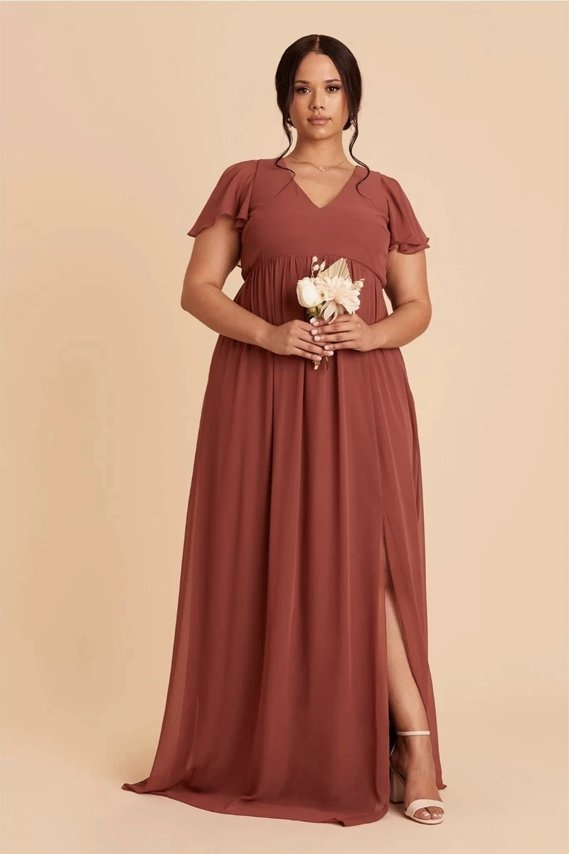chocolate brown bridesmaid dresses plus size EVERPRETTY Elegant Plus Size Coffee Brown Bridesmaid Dress, Chiffon Round  Neck Ruffle Sleeve, Spring Summer Wedding Guest Party Dress, Mother Of The  Bride