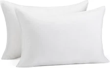 Amazon Basics Down Alternative Medium Pillows, White, Standard 26"x20"