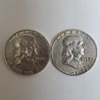 1958 P&D Franklin Half Dollars 90% SILVER (2 Coin Set) ***Exact Coins*** #00-75