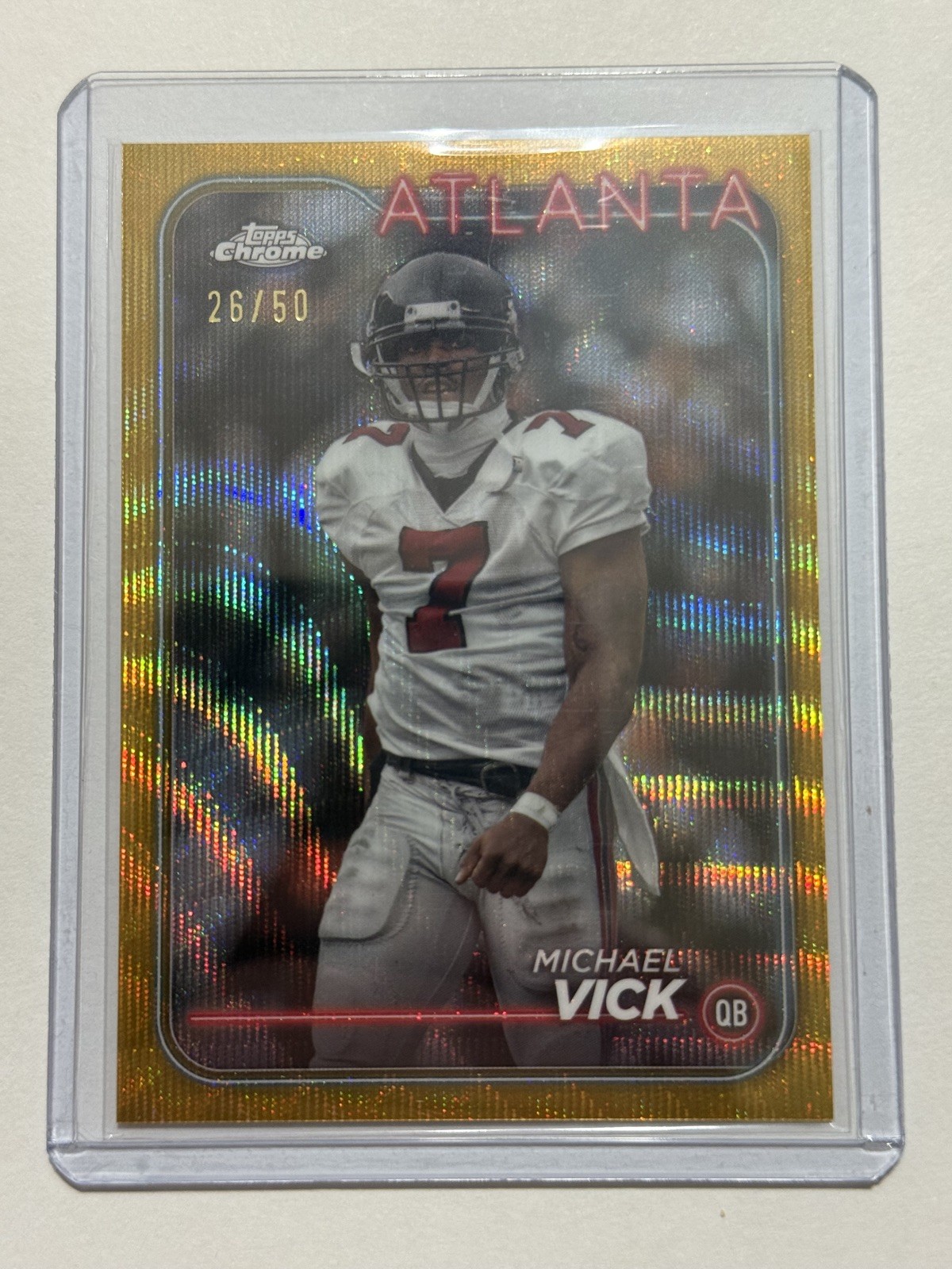2024 Topps Chrome #2 Michael Vick Atlanta Falcons Gold Wave /50