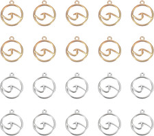 100 Pcs Ocean Wave Charms Pendants Alloy Openwork Beach Charm for Jewelry Making