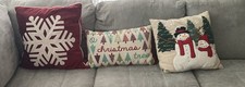 Set of 3 Holiday pillows: snowmen 16 , Snowflake 20 ,Christmas 19 X 11