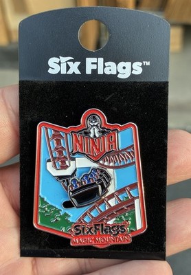 Six Flags Magic Mountain Moving Coaster Ninja Enamel Pin New