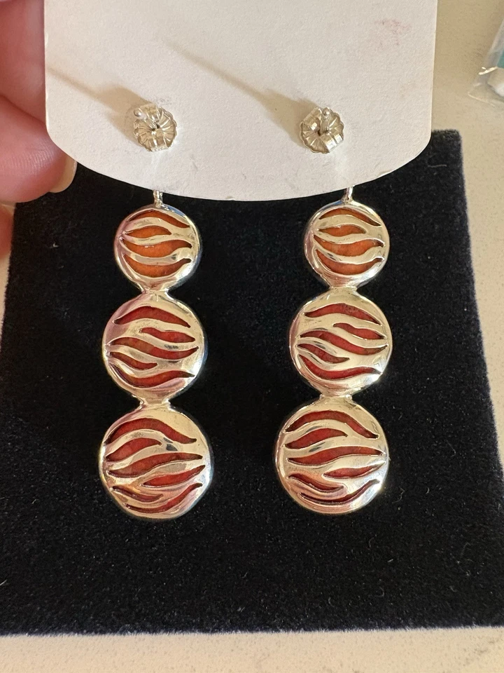 Mine Finds by Jay King Red Sea Bamboo Coral Sterling Silver Drop Earrings - Image 3 of 4