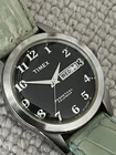 Timex Perpetual Calendar Day Date Mens Silver Black Watch  40mm Vintage