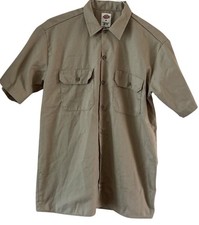 Dickies Men  s Work Shirt Medium Tan Khaki Button Up Short Sleeve