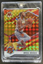 2020-21 Panini Mosaic Mikal Bridges Choice Fusion Red and Yellow #/88 Suns