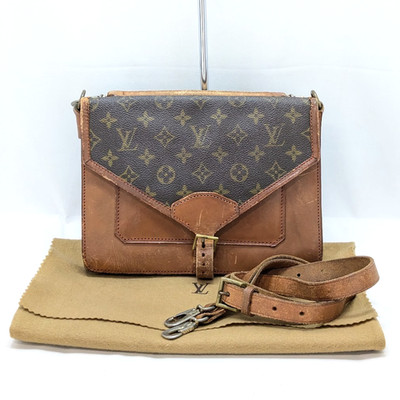 LOUIS VUITTON Monogram Sac Biface Leder 2-Wege-Handtasche Braun M51310 Origin...
