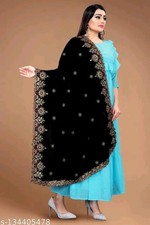Heavy Embroidery Black Velvet Dupatta For Bride And Women 2.3 Mtr