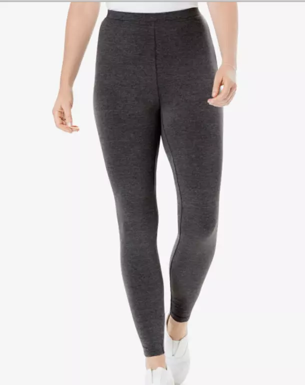 WOMAN WITHIN Women's Plus Size Stretch Cotton Legging - Dark Heather Gray -  XL