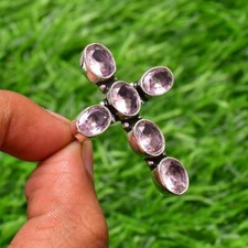 Natural Rose Quartz Ring 925 Sterling Silver Solid Women Jewelry For Her K 29