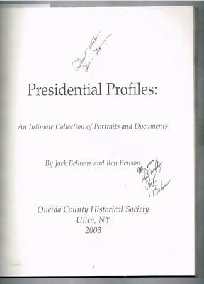 Presidential Profiles By Jack Behrens Ben Benson Signed Autographed PB Book