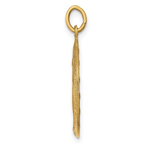 14k Solid Polished and Satin Oval Miraculous Medal - Picture 2 of 4