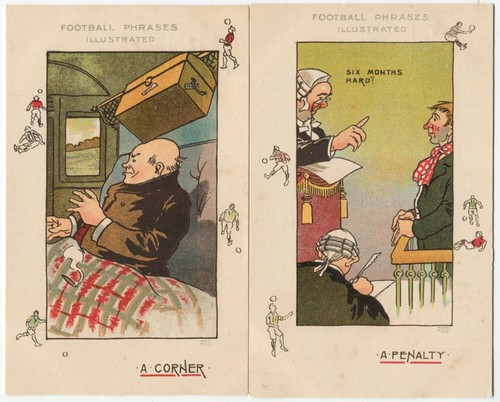 SET OF 6 CARDS, FOOTBALL PHRASES ILLUSTRATED - Comic Sport Postcard - Picture 2 of 4