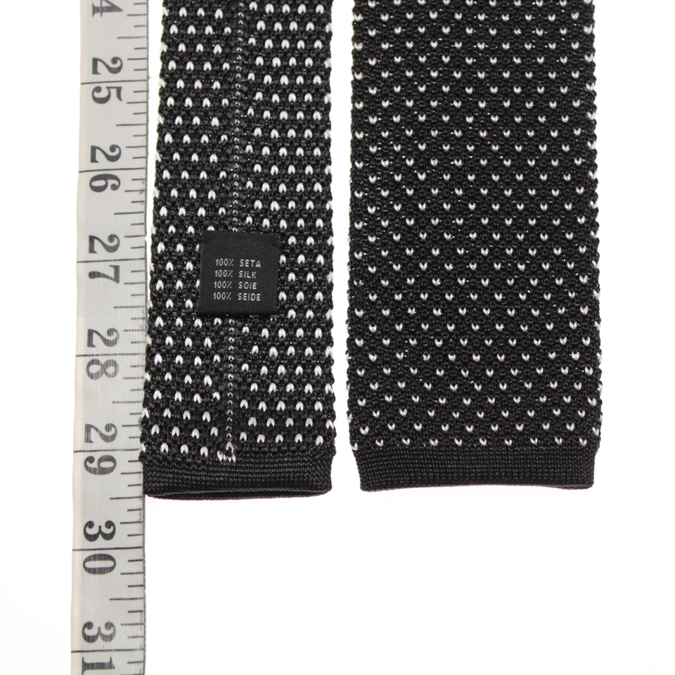 Corbata de punto Italo Ferretti nueva con etiquetas en blanco y negro 100 % seda hecha en Italia Foto 4 de 4