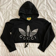 Black Cropped Hoodie Size L