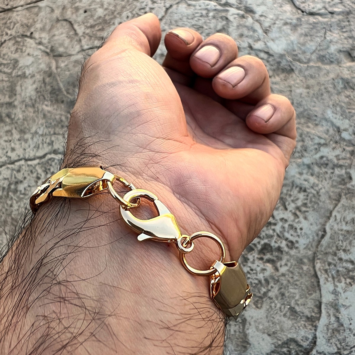 Men's 14K Gold Plated Figaro Hip Hop Bracelet 8.5