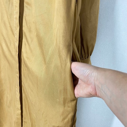 Elka Collective midi shirt dress size 8 golden silky long sleeves special event - Picture 7 of 12