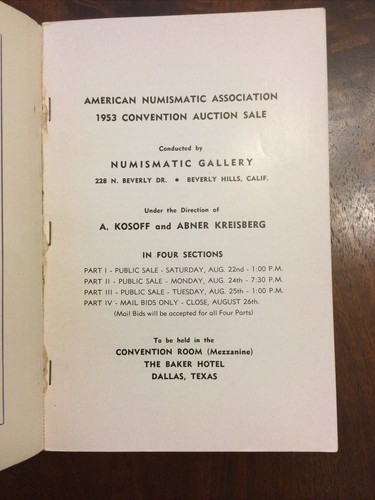 1953 American Numismatic Association convention auction catalog - ANA Dallas - Picture 3 of 5