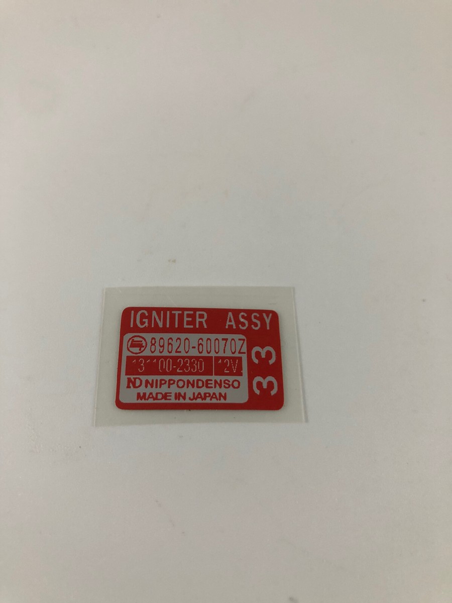 Toyota Igniter Assembly Decal 8/80-9/83 89620-60070 Decal