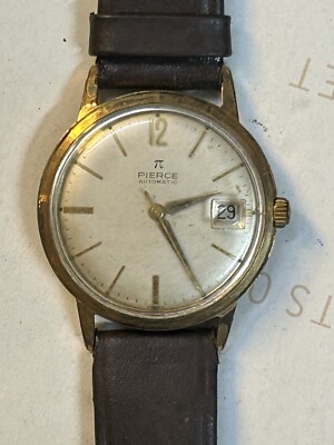 Pierce Automatic 17 Jewels Date Function Rare Swiss Made Men's
