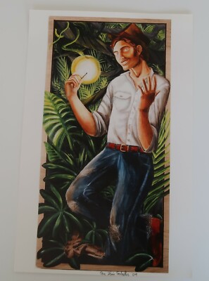 Litho Ltd Edition Kim Schiller 2009 17/100 Jungle Man W/ Match Signed Folk Art