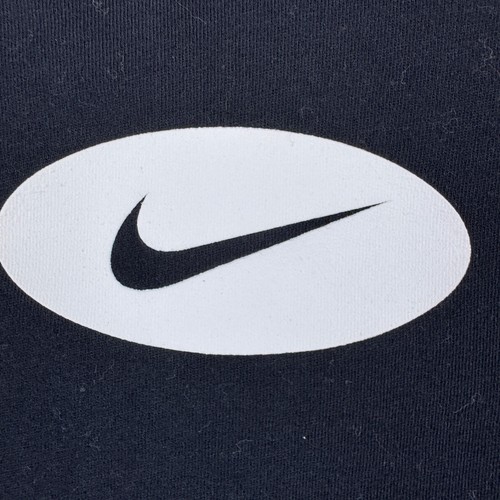 THE NIKE TEE Dri Fit Black T Shirt W/ White Lined Curly Hems / Size Girl's Large - Picture 3 of 10